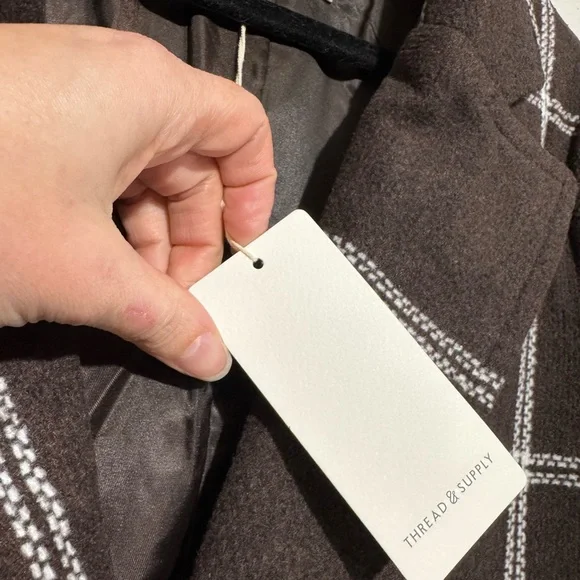 Thread $ Supply NWT Brown Plaid Fringe Coat Size S Western Southwest Boho Trench - Picture 5 of 6